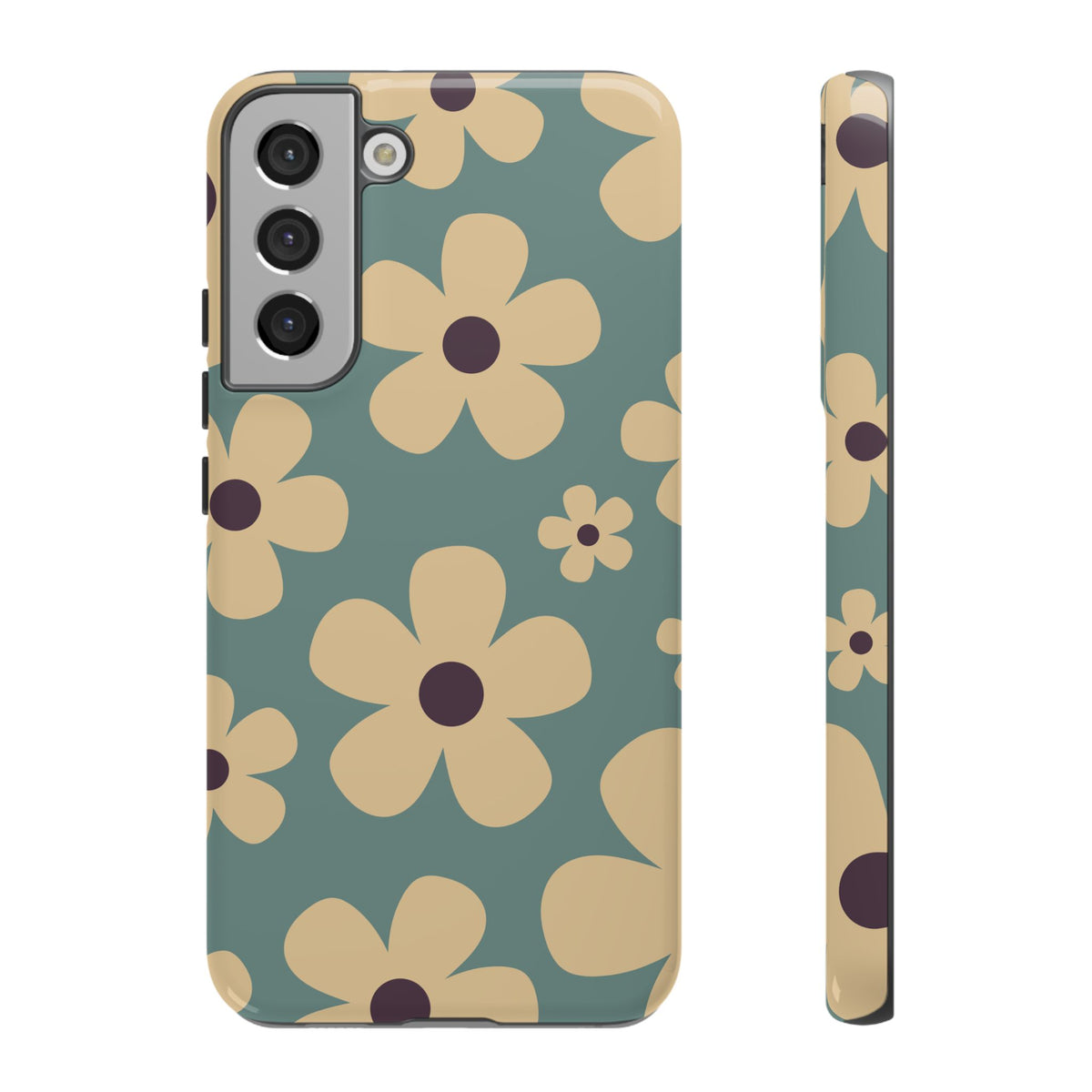 Cute Blue & Cream Daisy Pattern Phone Case - Blue Phone Case - Samsung Galaxy S22 Plus / Glossy