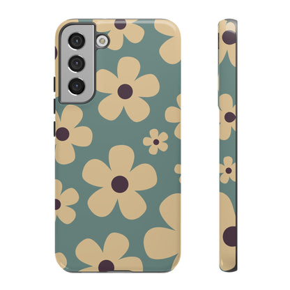 Cute Blue & Cream Daisy Pattern Phone Case - Blue Phone Case - Samsung Galaxy S22 Plus / Glossy