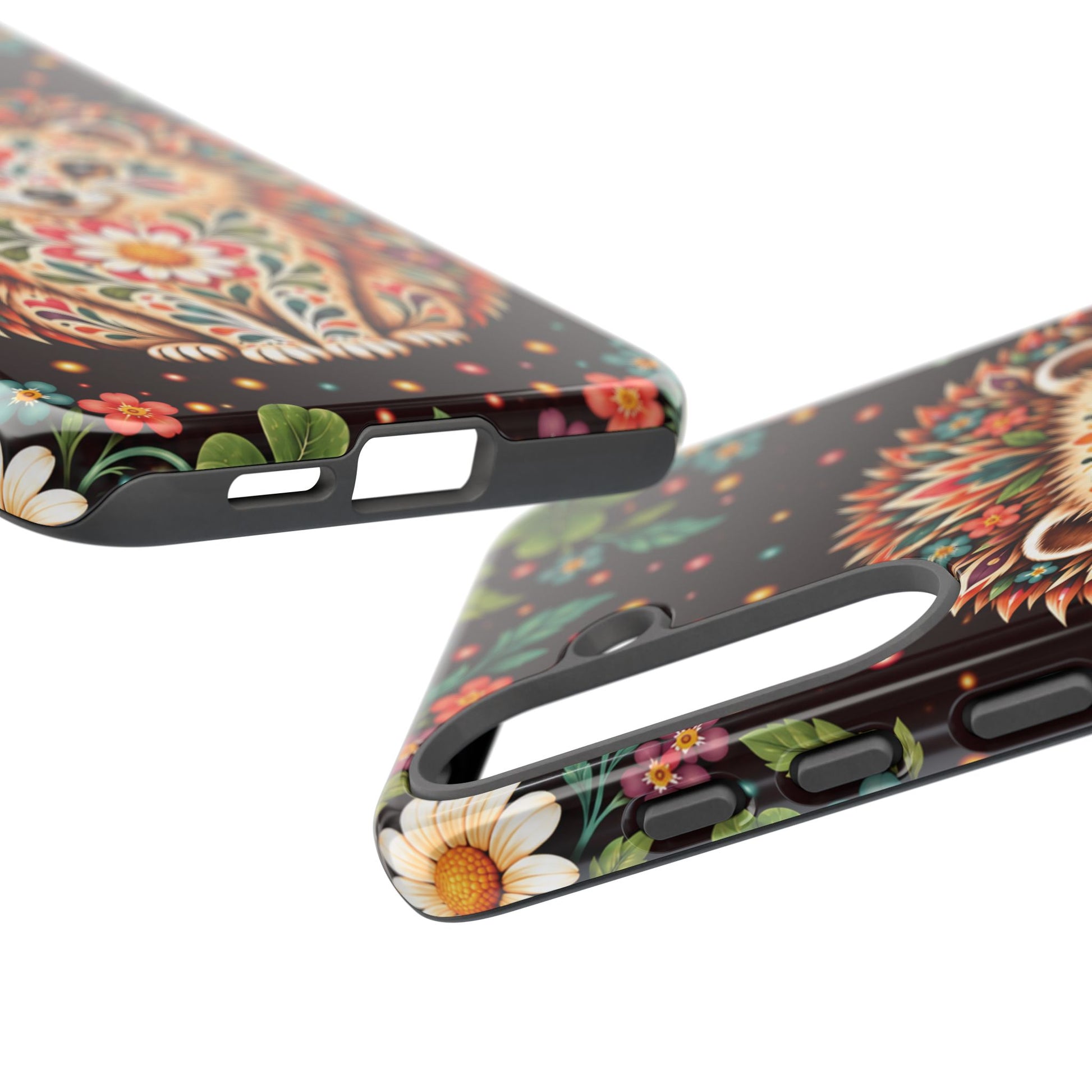 Vibrant Terracotta and Teal Calavera Hedgehog Phone Case - Multicolor Phone Case