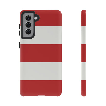 Red & White Horizontal Stripe Pattern Phone Case - Red Phone Case - Samsung Galaxy S21 / Glossy