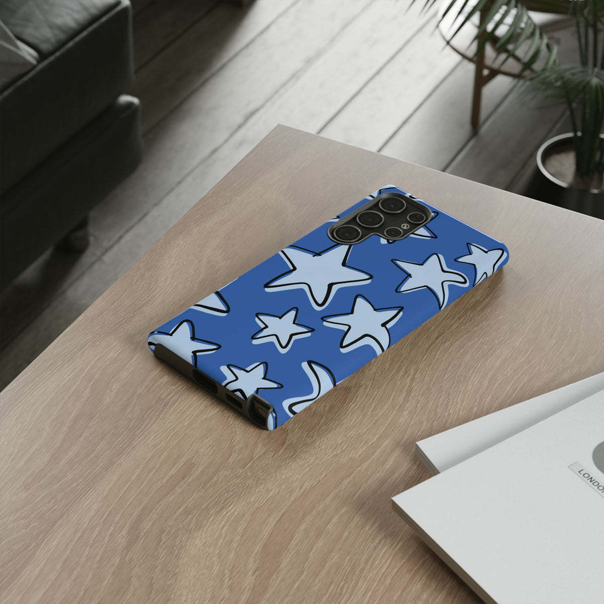 Cobalt Blue Doodle Star Phone Case
