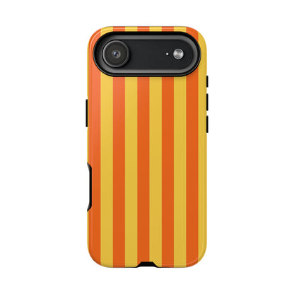iPhone 17 Air / Glossy Phone Case - Trendy Orange & Yellow Stripe Pattern Phone Case