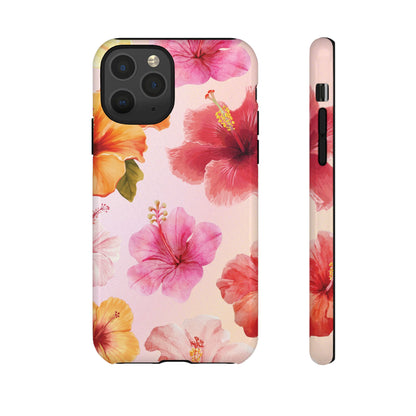 iPhone 11 Pro / Glossy Phone Case - ’Pink Hibiscus Pattern #2’ Phone Case