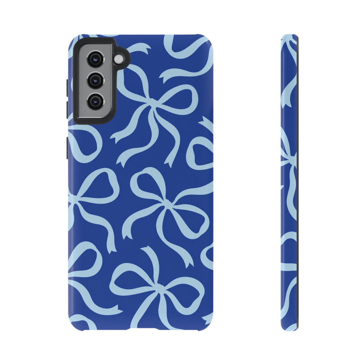 Bold Cobalt Blue and Powder Blue Bow Pattern Phone Case