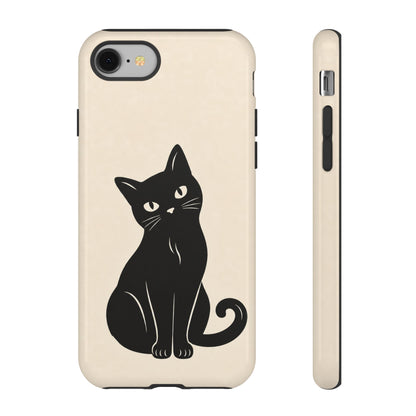 Minimalist Cream & Black Cat Phone Case