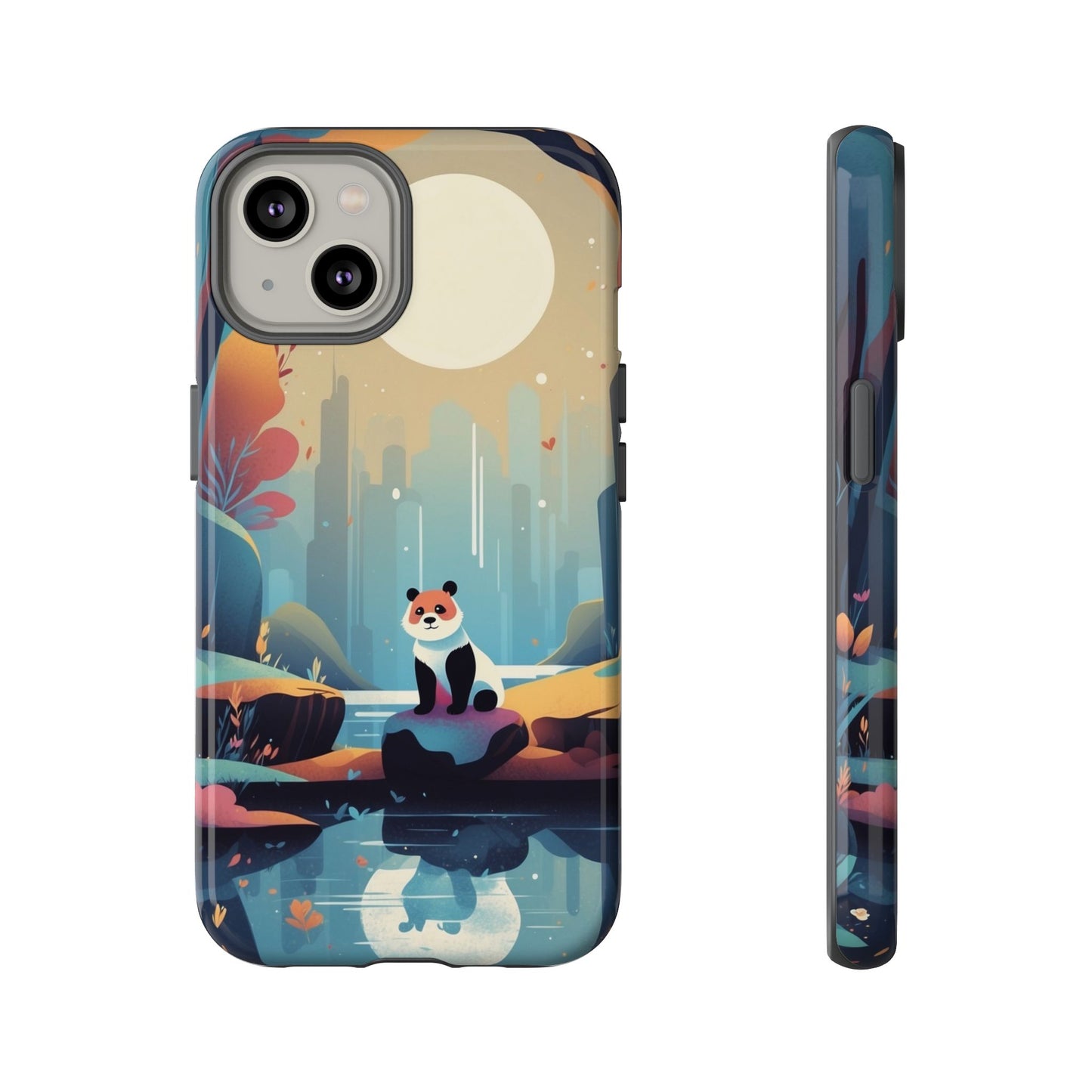 iPhone 14 / Glossy Phone Case - Stylised Panda Design Phone Case