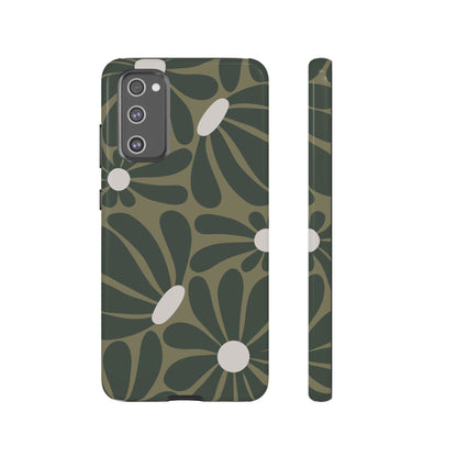 Samsung Galaxy S20 FE / Glossy Phone Case - ’Retro Olive Green Daisy Pattern’ Phone Case