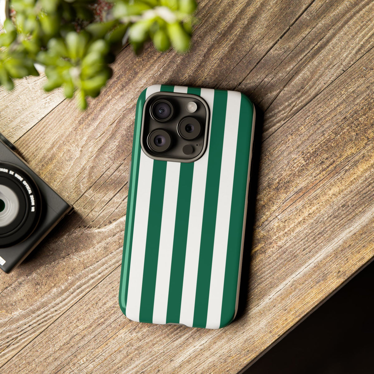 Simple Green & White Stripe Pattern Phone Case - Green Phone Case