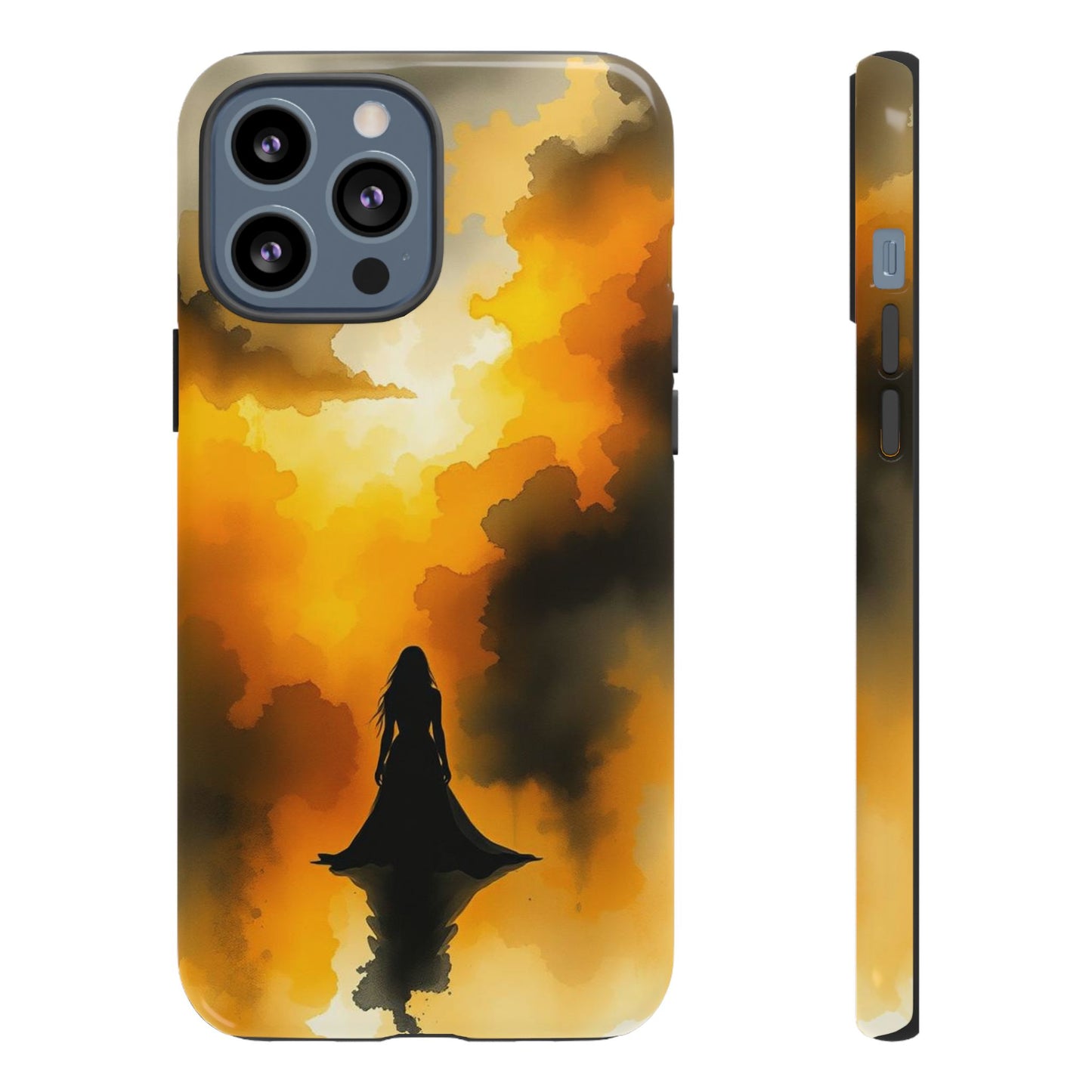 iPhone 13 Pro Max / Glossy Phone Case - Watercolour Gothic Woman in Black Phone Case