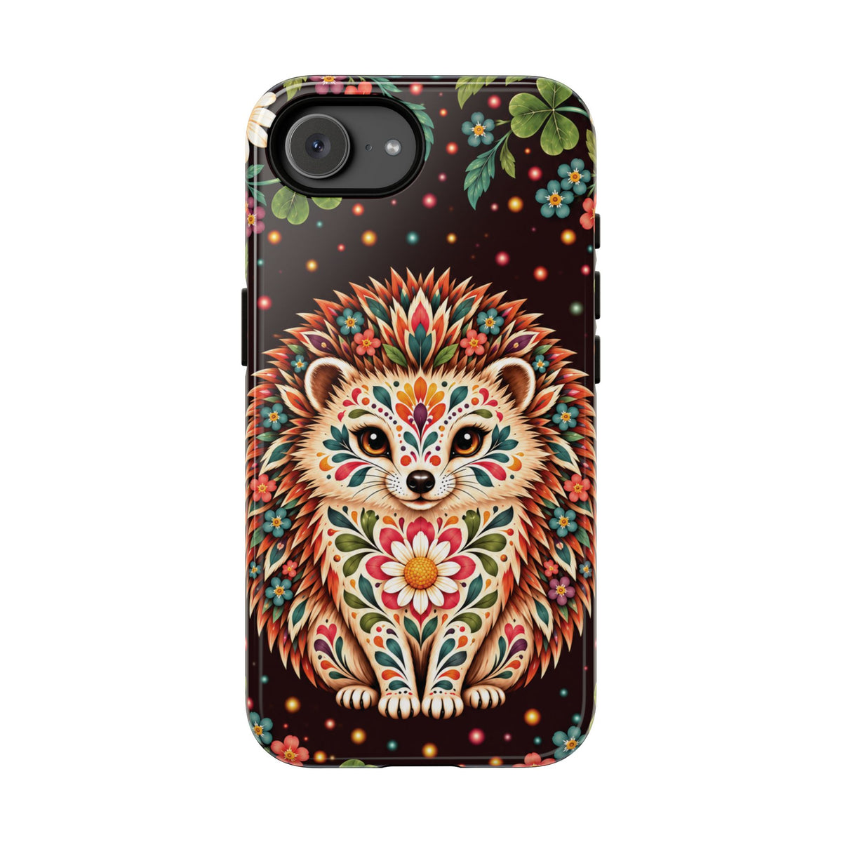 Vibrant Terracotta and Teal Calavera Hedgehog Phone Case - Multicolor Phone Case - iPhone 17e / Glossy