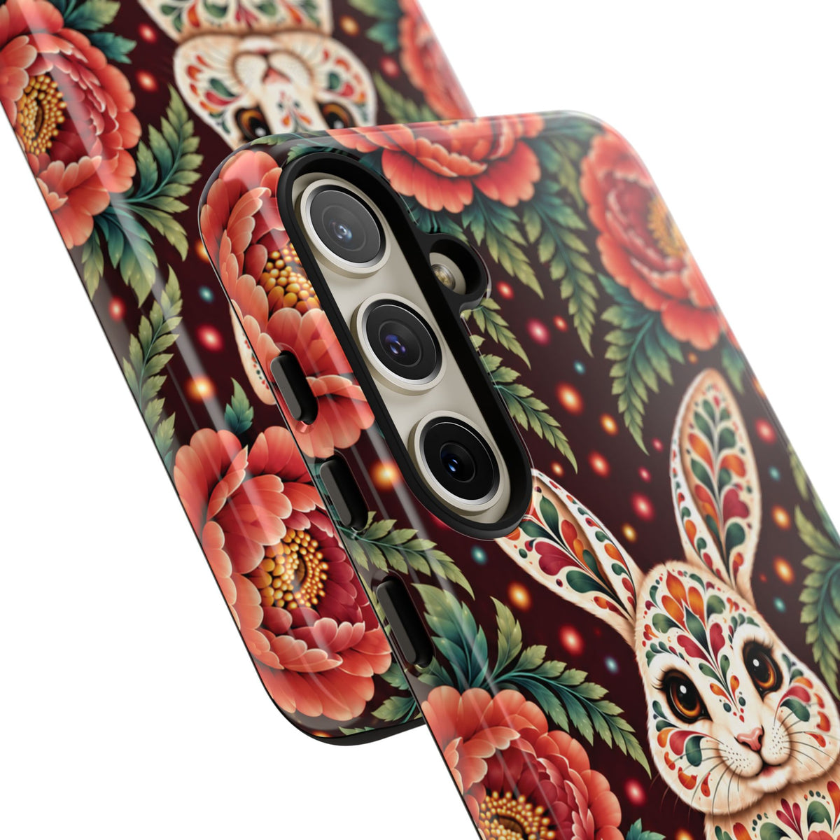 Cute Terracotta and Teal Calavera Bunny Phone Case - Phone Case