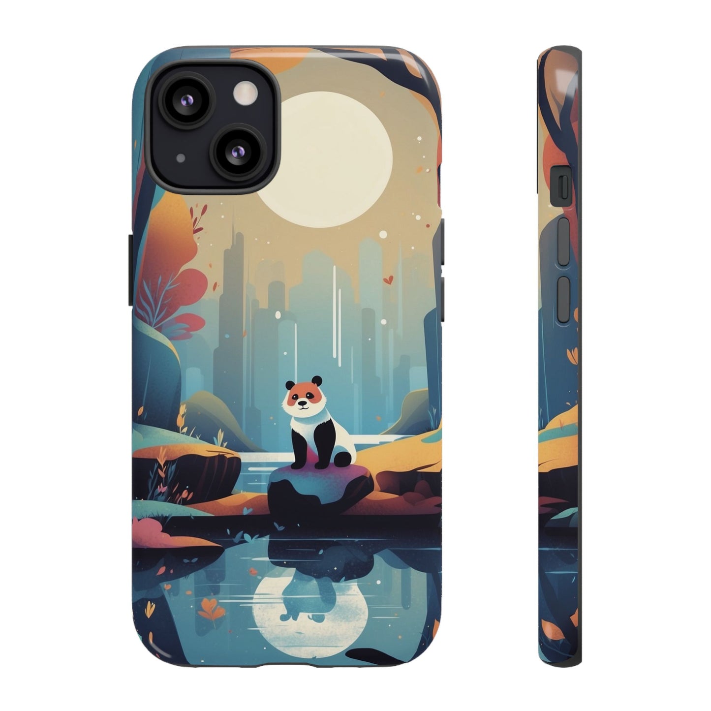 iPhone 13 / Glossy Phone Case - Stylised Panda Design Phone Case