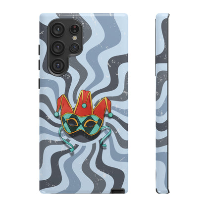 Samsung Galaxy S22 Ultra / Glossy Phone Case - Venetian Jester Mask – Blue Retro Soft Revival Phone Case