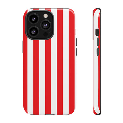 iPhone 13 Pro / Glossy Phone Case - Simple Red & White Stripe Pattern Phone Case