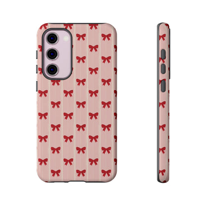 Retro Cherry Red Bow Pattern Phone Case