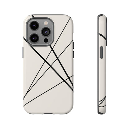iPhone 14 Pro / Glossy Phone Case - Abstract White with Black Lines Phone Case