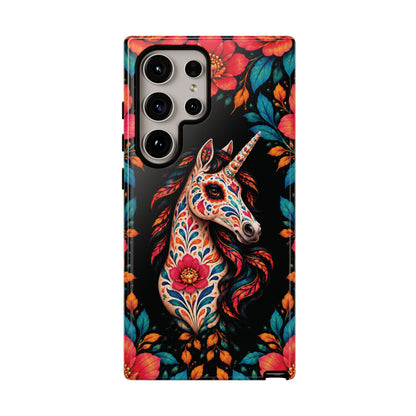 Elegant Pink and Turquoise Calavera Unicorn Phone Case - Phone Case - Samsung Galaxy S24 Ultra / Glossy