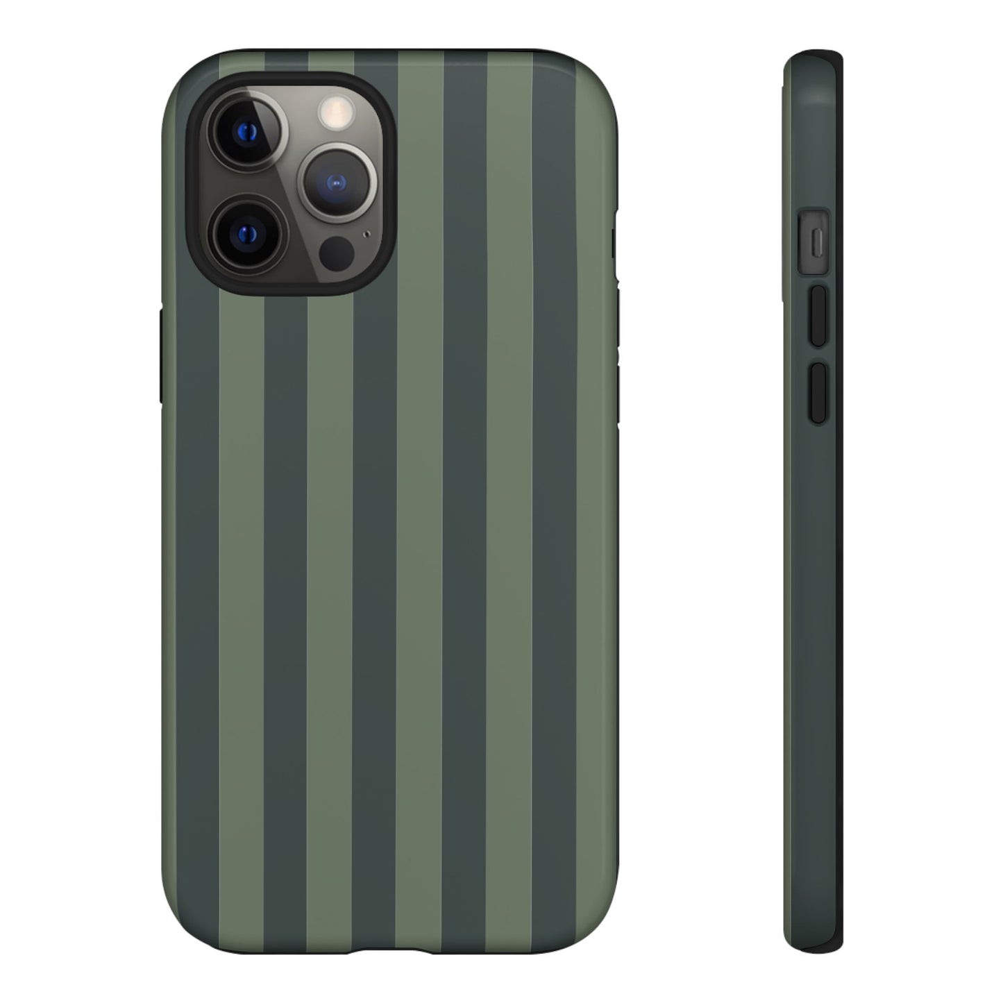 iPhone 12 Pro Max / Glossy Phone Case - ’Dark Green Stripe Pattern’ Phone Case