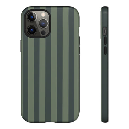 iPhone 12 Pro Max / Glossy Phone Case - ’Dark Green Stripe Pattern’ Phone Case