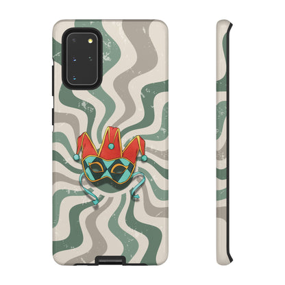Samsung Galaxy S20+ / Glossy Phone Case - Venetian Jester Mask – Green Retro Soft Revival Phone Case