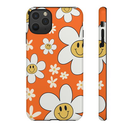 Fun Retro Daisy Pattern with Orange Background Phone Case - Orange Phone Case - iPhone 11 Pro Max / Glossy