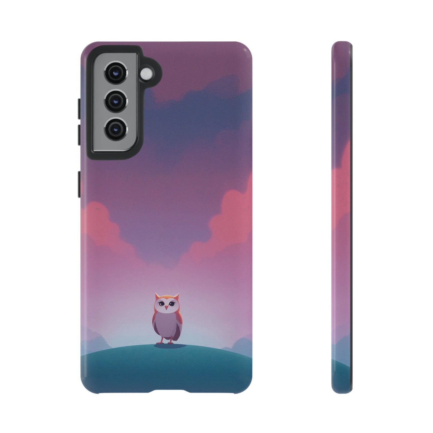 Samsung Galaxy S21 / Glossy Phone Case - Watercolour Owl & Cloud Design Phone Case