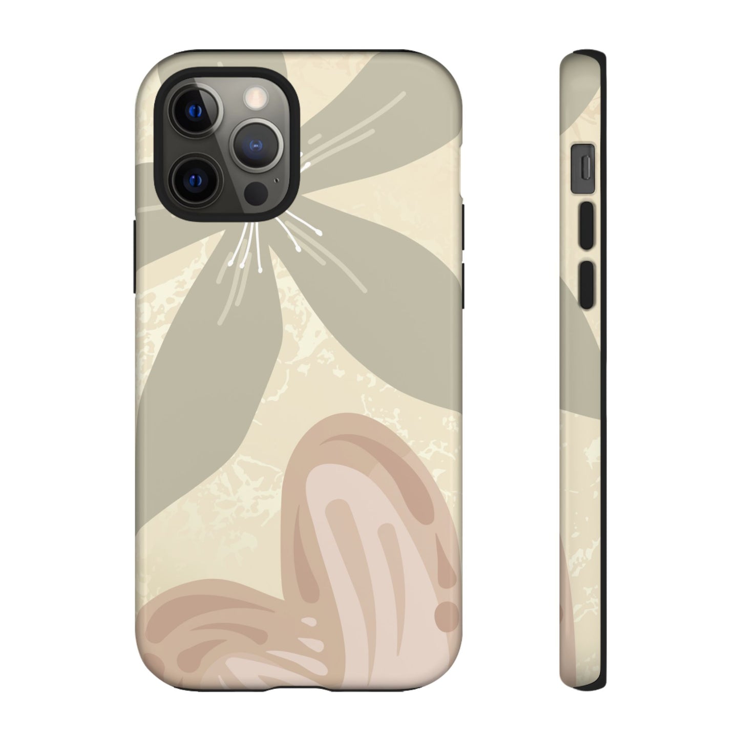 iPhone 12 Pro / Glossy Phone Case - ’Hibiscus Heart Pattern’ Phone Case