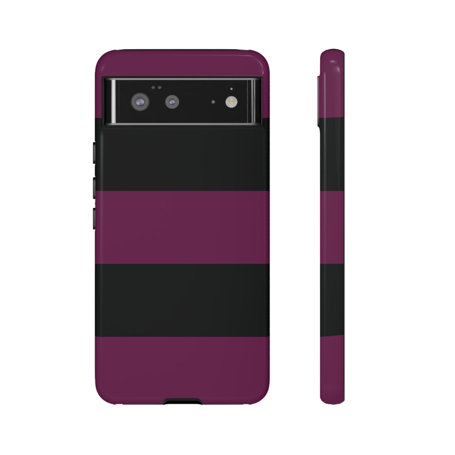 Google Pixel 6 / Glossy Phone Case - Purple & Black Horizontal Stripe Pattern Phone Case