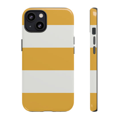 iPhone 13 / Glossy Phone Case - Yellow & White Horizontal Stripe Pattern Phone Case