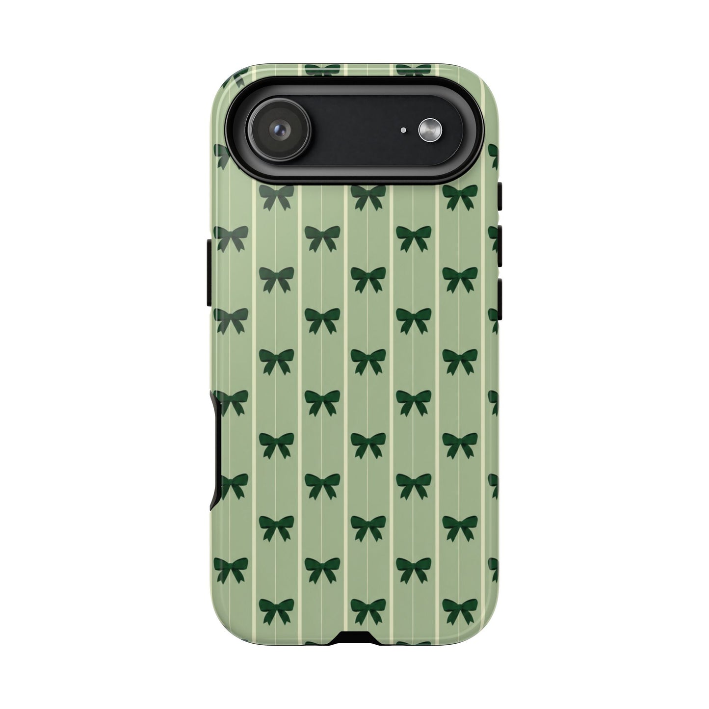 Retro Forest Green Bow Pattern Phone Case