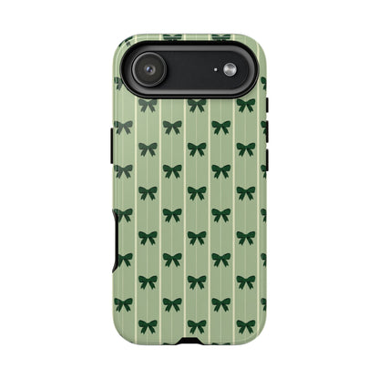 Retro Forest Green Bow Pattern Phone Case