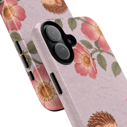 Whimsical Lilac Hedgehog and Wild Rose Phone Case - Purple Phone Case