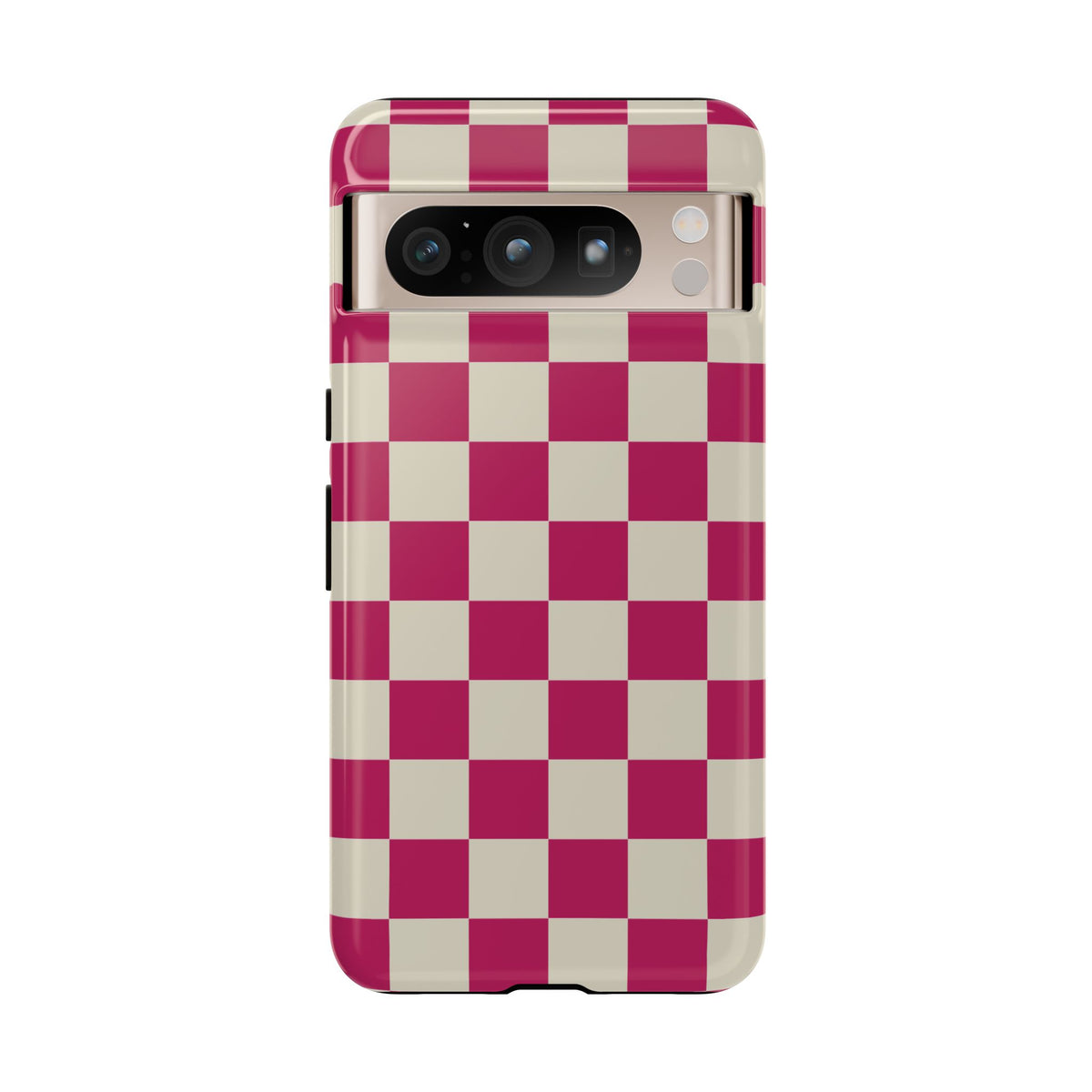 Pink & White Checked Pattern Phone Case - Pink Phone Case - Google Pixel 8 Pro / Glossy