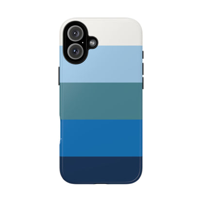 Blue and White Stripe Pattern Phone Case - Blue Phone Case - iPhone 16 Plus / Glossy