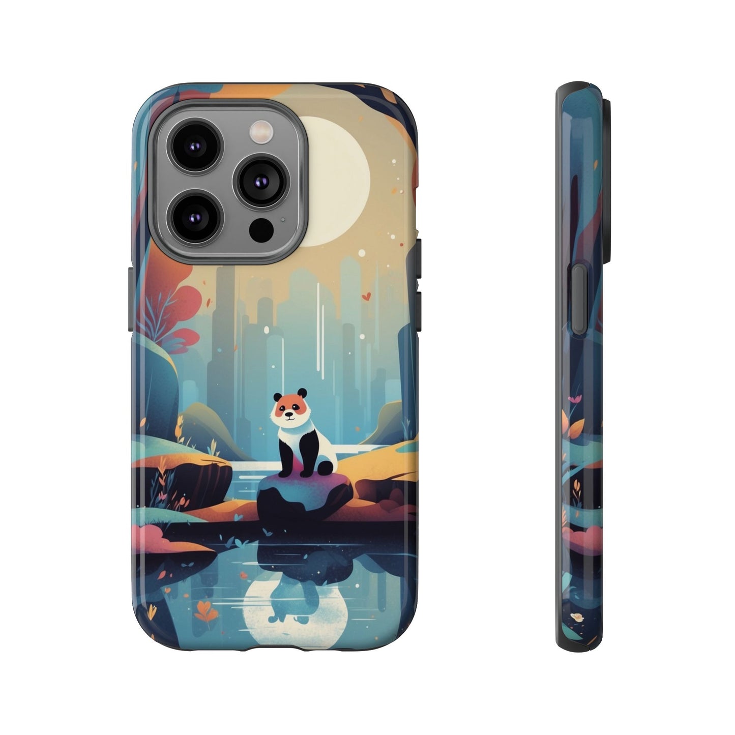iPhone 14 Pro / Glossy Phone Case - Stylised Panda Design Phone Case