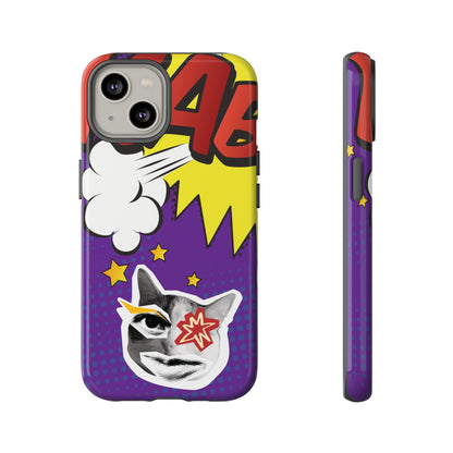 Bold Purple Pop Art Cat Phone Case - Purple Phone Case - iPhone 14 / Glossy