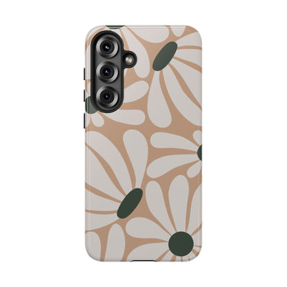 Retro Beige & White Daisy Pattern Phone Case - Beige Phone Case - Samsung Galaxy S25 Plus / Glossy