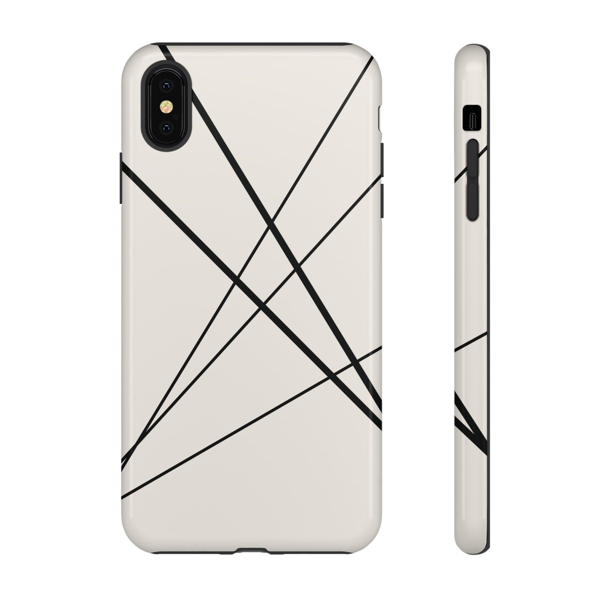 Abstract White with Black Lines Phone Case - White Phone Case - iPhone XS MAX / Glossy