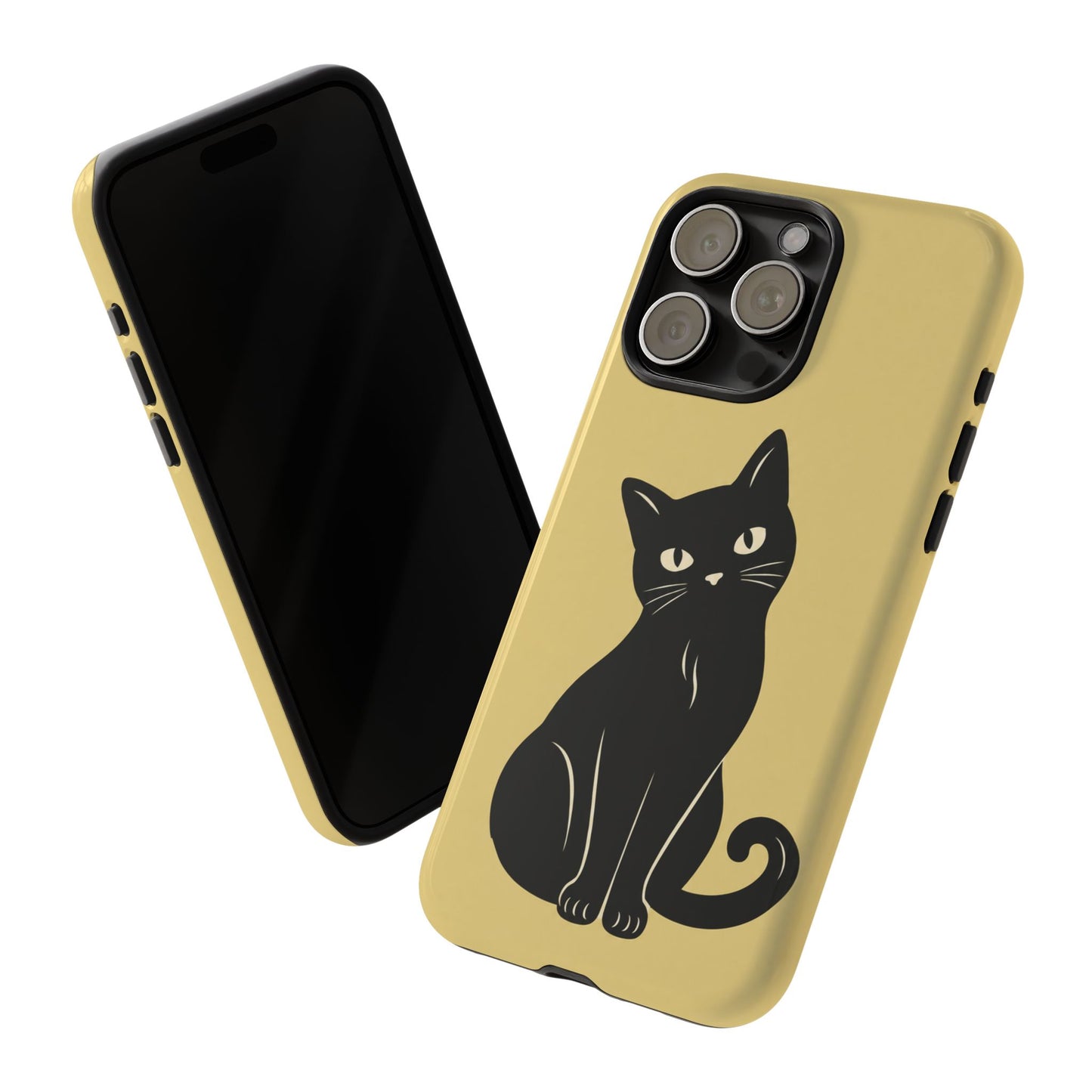 Minimalist Butter Yellow & Black Cat Phone Case