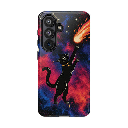 Whimsical Multicolour Celestial Black Cat Phone Case