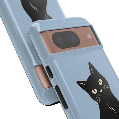Minimalist Powder Blue & Black Cat Phone Case