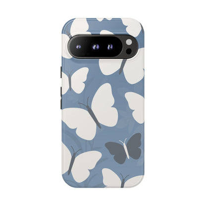 Google Pixel 9 Pro / Glossy Phone Case - Minimalist Light Blue Butterfly Pattern Phone Case