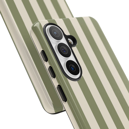 Olive & Beige Stripe Pattern Phone Case - Green Phone Case