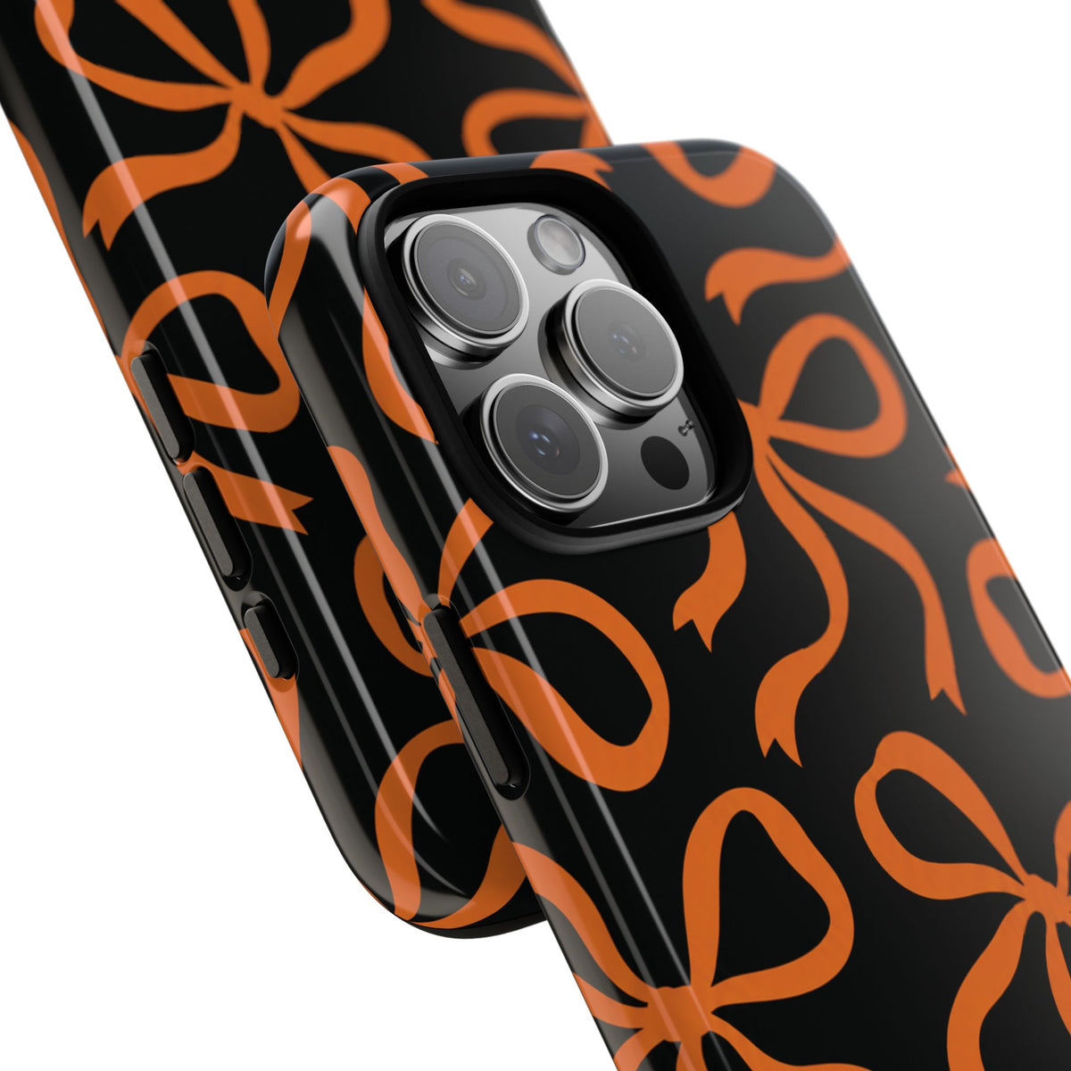 Bold Black and Burnt Orange Bow Pattern Phone Case