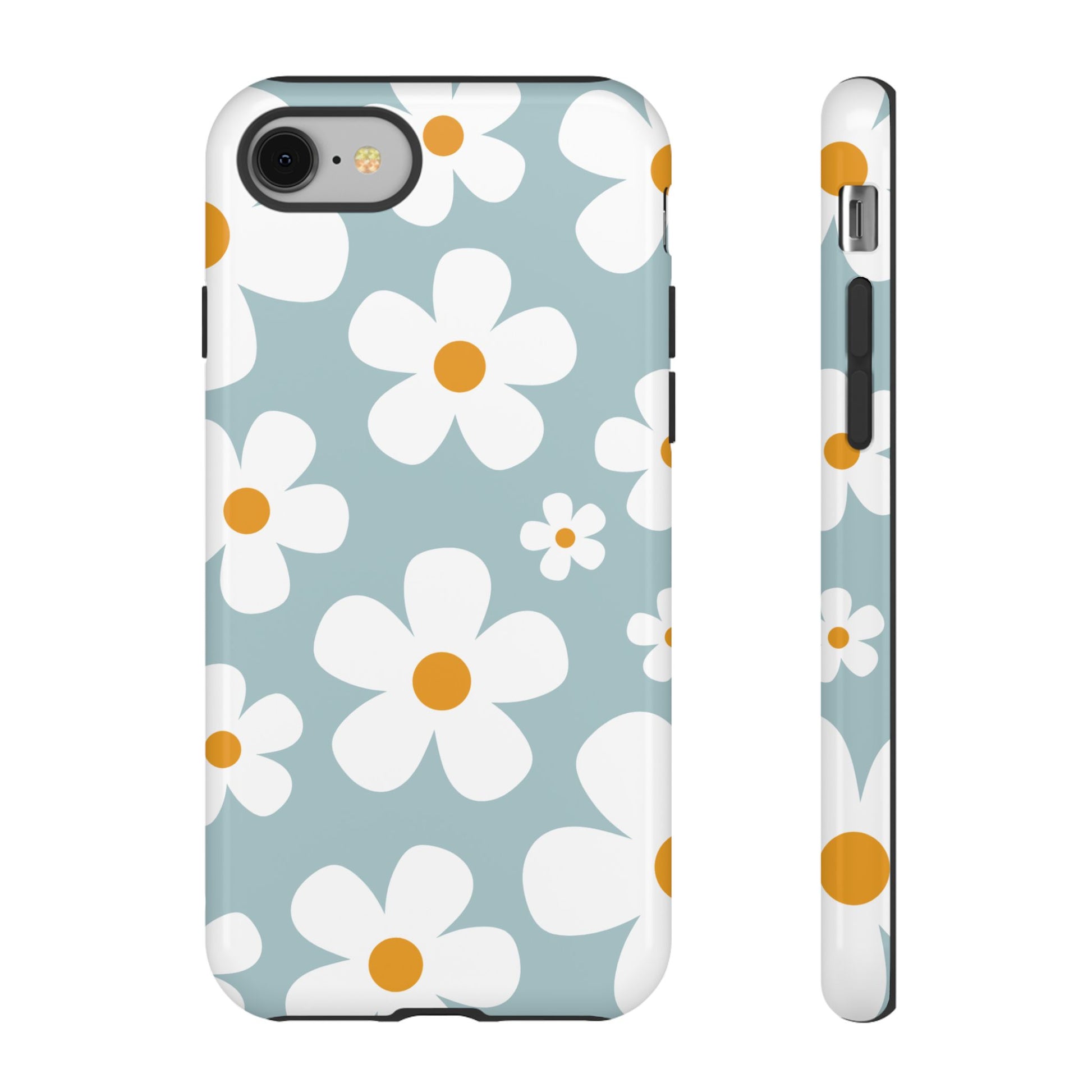 Cute Blue Daisy Pattern Phone Case - Blue Phone Case - iPhone 8 / Glossy