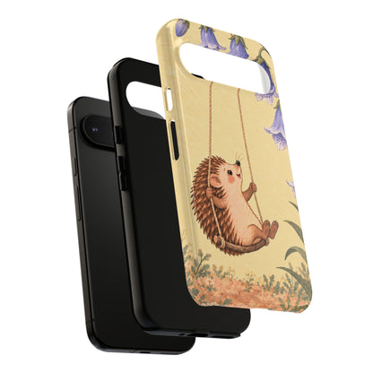 Whimsical Buttercream Hedgehog and Bluebell Phone Case - Yellow Phone Case