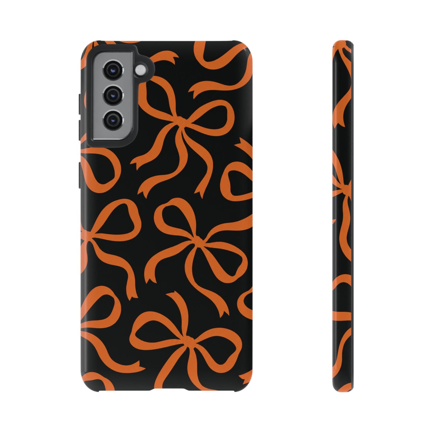 Bold Black and Burnt Orange Bow Pattern Phone Case