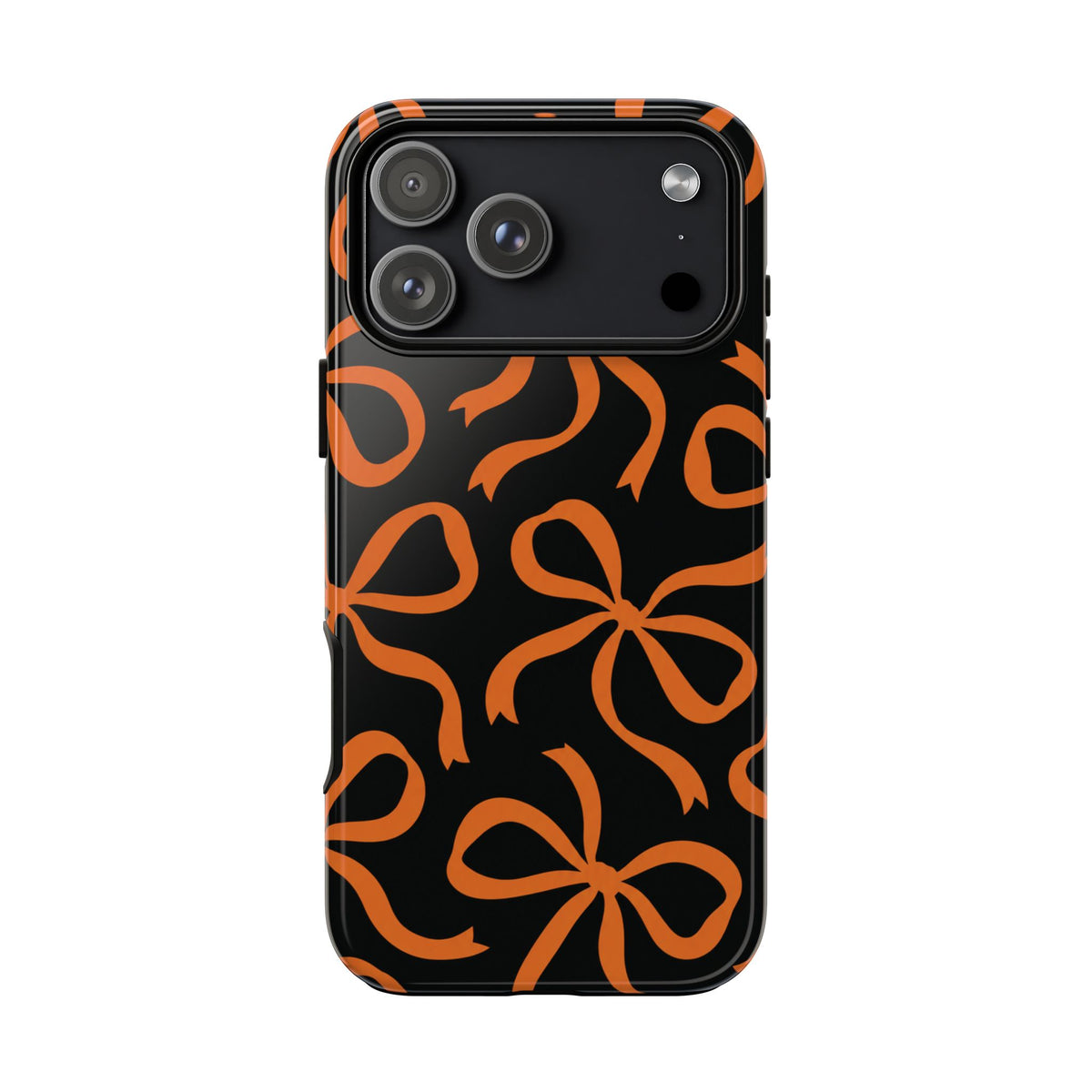 Bold Black and Burnt Orange Bow Pattern Phone Case