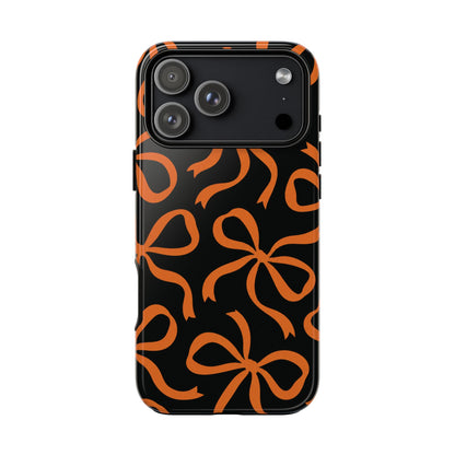 Bold Black and Burnt Orange Bow Pattern Phone Case