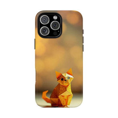 iPhone 16 Pro Max / Glossy Phone Case - Origami Cat Design Phone Case